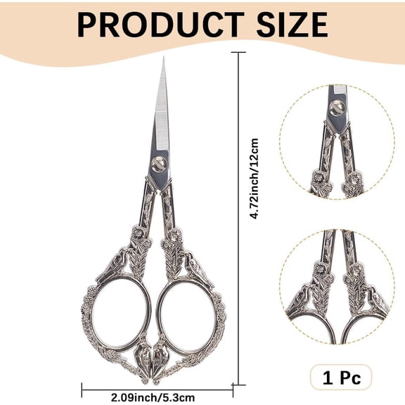 Bird European Scissors Silver Stainless Steel Dragon Phoenix Sewing Embroidery Scissors Threading Needlework Birds Stork Pointed Tip Shears Scissor for DIY Craft Cross Stitch Cutting