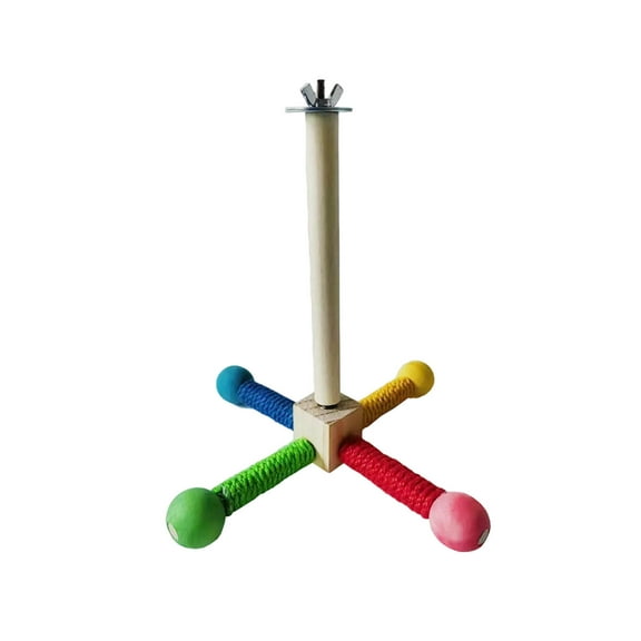 Bird Exercise Wheel Rotating Wooden Perch Toy Natural Wood Chew Balance Training for Parakeet Small Birds Hanging Cage Accessory