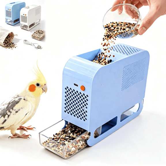 Bird Feed Shell Blowing Machine with 2 Visible Drawers, No Mess Automatic Bird Seed Husks Separator for Parrot, Finch & All Bird Seed Types