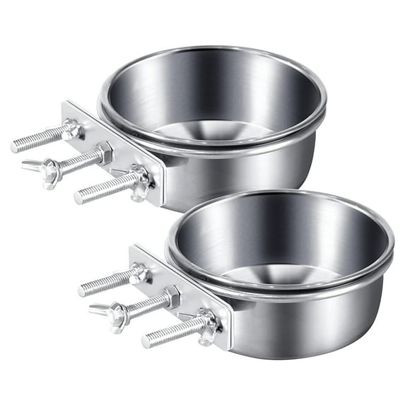 Bird Feeder Bowl with Clamp Parrot Bowls Screw On Bird Feeding Dish Cups Parrot Removable Stainless Steel Bowl