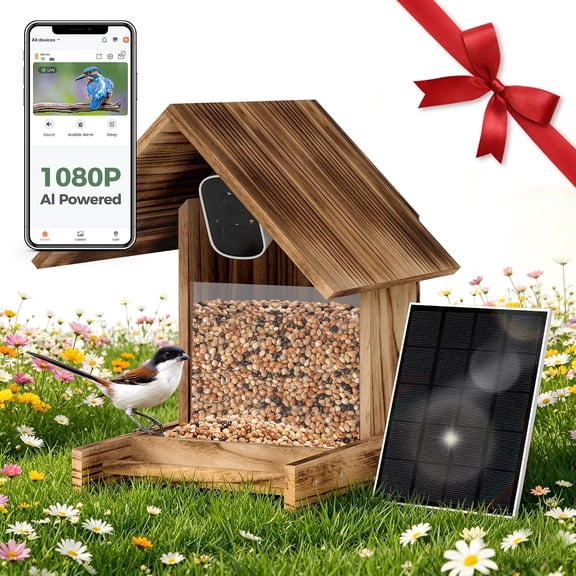 Bird Feeder with Camera,1080P HD AI Identify Birds Watching Camera,Squirrel Proof Hummingbird House Cam,Solar Powered,Auto Capture Birds Motion Detection,Live View,Ideal Gifts for Avid Birder