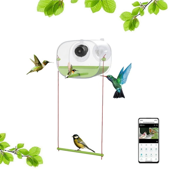 Bird Feeder Camera 1080P HD, Night Vision WiFi Hotspot, 170 Wide Angle Live View, Real-Time Mobile App, No WiFi Needed, Outdoor Bird Watching, Motion Detection, Rechargeable Battery
