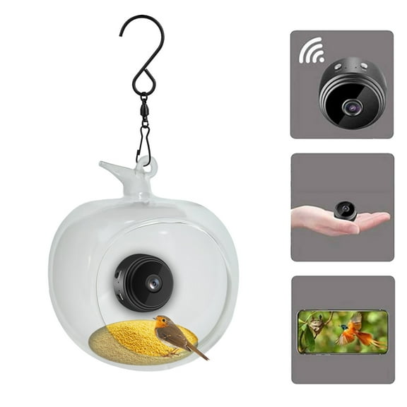 Bird Feeder with Camera 1080P HD, Smart WiFi Bird Watching Camera with Night Vision, Outdoor Birdhouse with Wide Angle Lens, Remote Live View for Bird Lovers