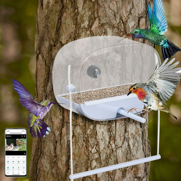 Bird Feeder with Camera, Kadlawus Bird Feeder with Camera, 1080P HD Bird House Camera with Night Vision, WiFi Bird Feeder Camera for Outdoor Bird Watching, Smart Bird Feeder with Live View App