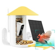 Bird Feeder with Camera, Netvue Birdfy Smart Bird Feeder for Bird Watching Auto Capture Videos, Notify When Birds Detected, Ideal Gift for Bird Lover, Yellow(Lifetime AI+Solar)