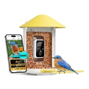 Bird Feeder Camera Outdoor Feeder Bird, Netvue Birdfy Bird Watching with Camera for Bird Lover, Mother and Father, Yellow (AI by Subscription)
