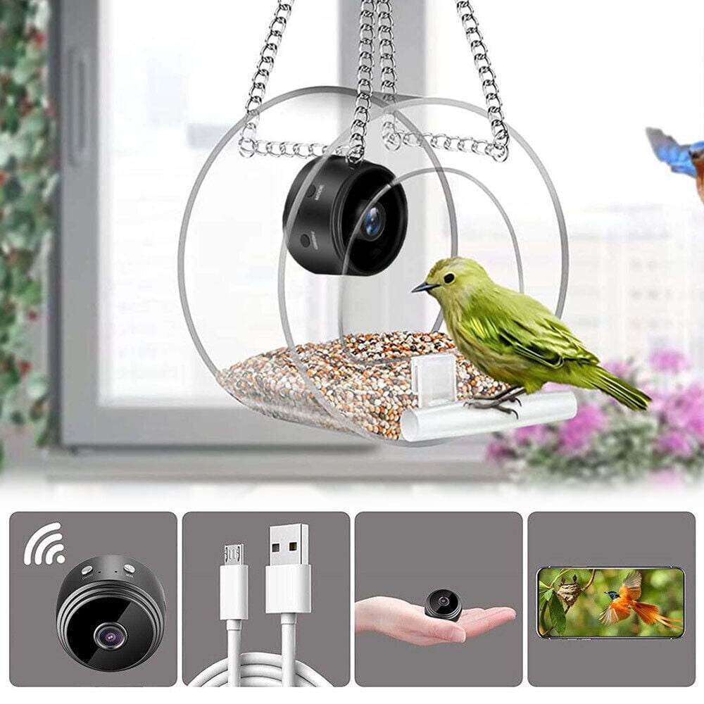 Bird Feeder with Camera, Smart Acrylic Hanging Mirrored Bird Feeder