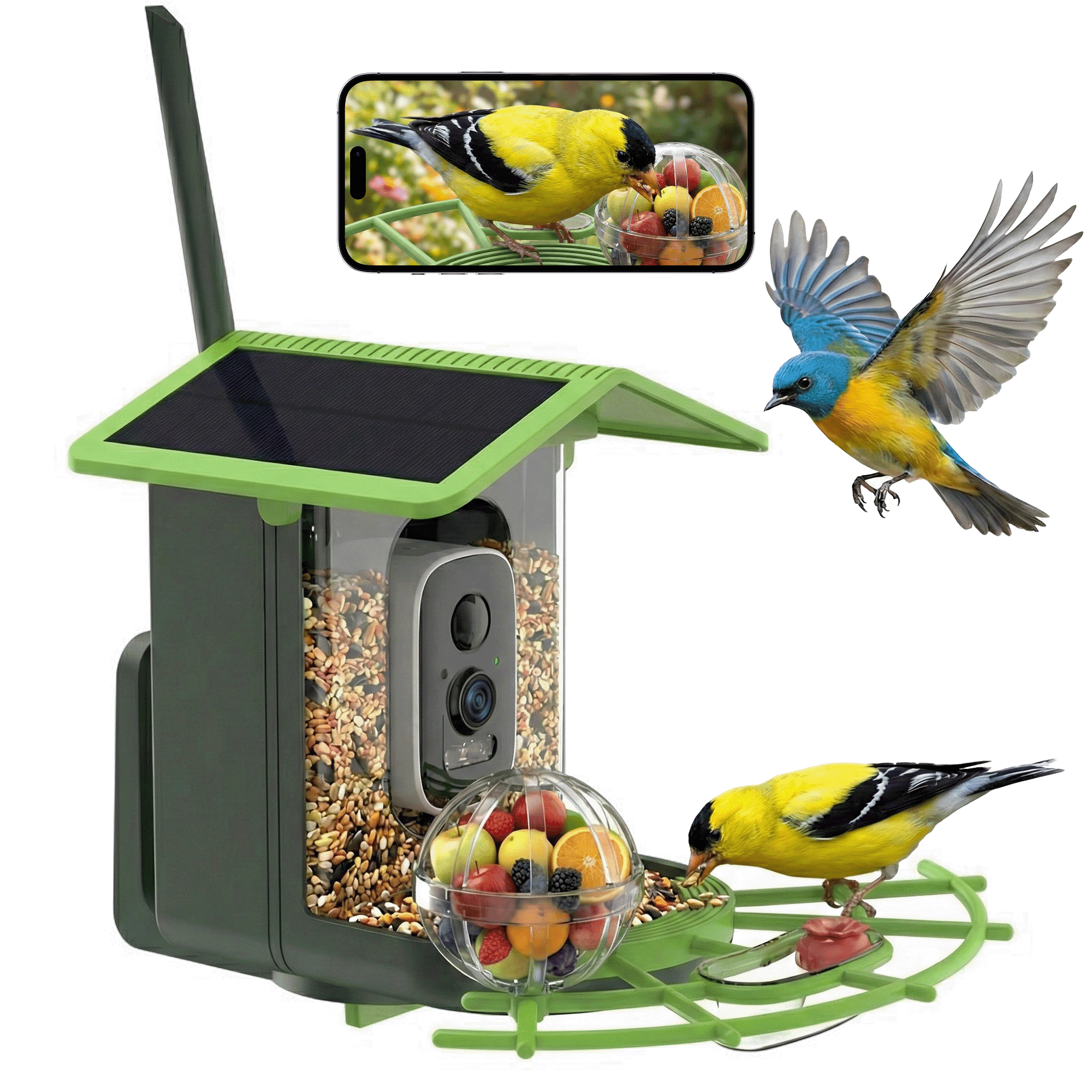 KEYAHAPPY Bird Feeder with Camera Solar Powered, Smart Bird Feeder for Outdoor, AI Identify 10000+ Birds Species, Auto Capture, 2K HD Video, Instant Notifications, Ideal Gift for Family & Bird Lovers