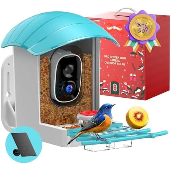 Bird Feeder with Camera Solar Powered: Smart Bird Feeders for Outdoors Garden with AI Identify Auto Capture 2K HD Bird House with Camera Outside WiFi Live View Birdfeeder Cam Gift for Birds Lover