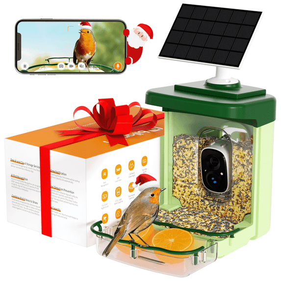 Bird Feeder with Camera, Solar Smart Bird Feeder 3MP HD Camera with AI Identify Auto Capture Bird Videos,Wild Bird Watching Camera APP Bird Arrival Notify Unique Gift