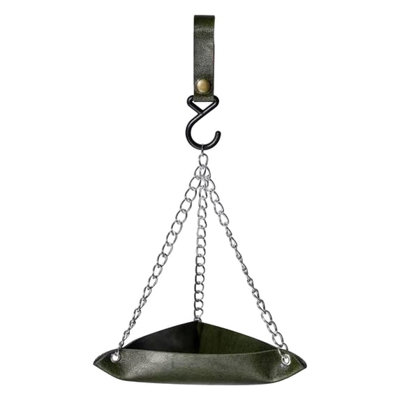Bird Feeder, Gaqring Leather Foraging Basket with Outdoor Hook, PU Material Easy Clean Bird Feeder for Garden Patio Hummingbirds, Green
