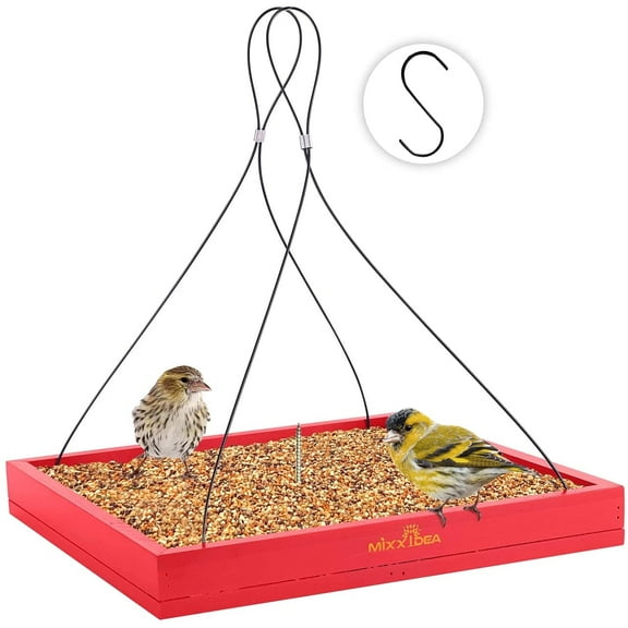 Bird Feeder Hanging Tray Seed Tray Wooden Platform Hummingbird Feeder Hanging Tray Mesh Seed Platform for Garden Yard Outside Decoration Attracting for Wild Birds
