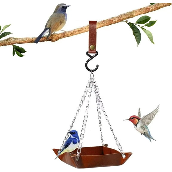 Bird Feeder Hanging Tray for Outside Garden Yard Decoration Leather Platform Hanging Bird Feeders Tray for Attracting Wild Birds