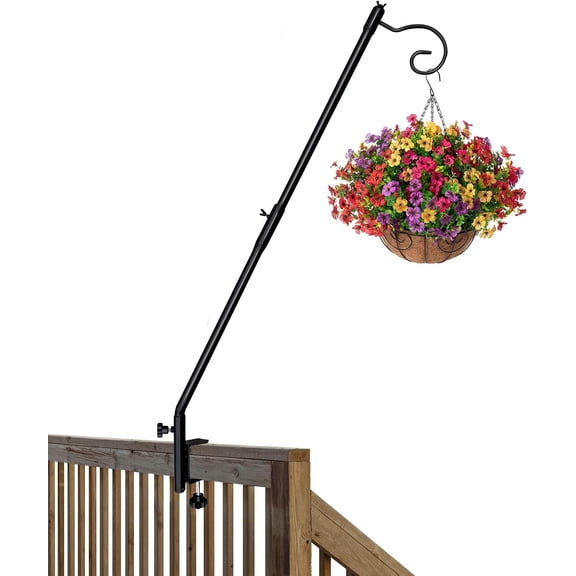 Bird Feeder Hook for Deck Railing, 31inch Heavy Duty Shepherds Hooks Railing Plant Hanger Wind Chime Suet Baskets Balcony Porch