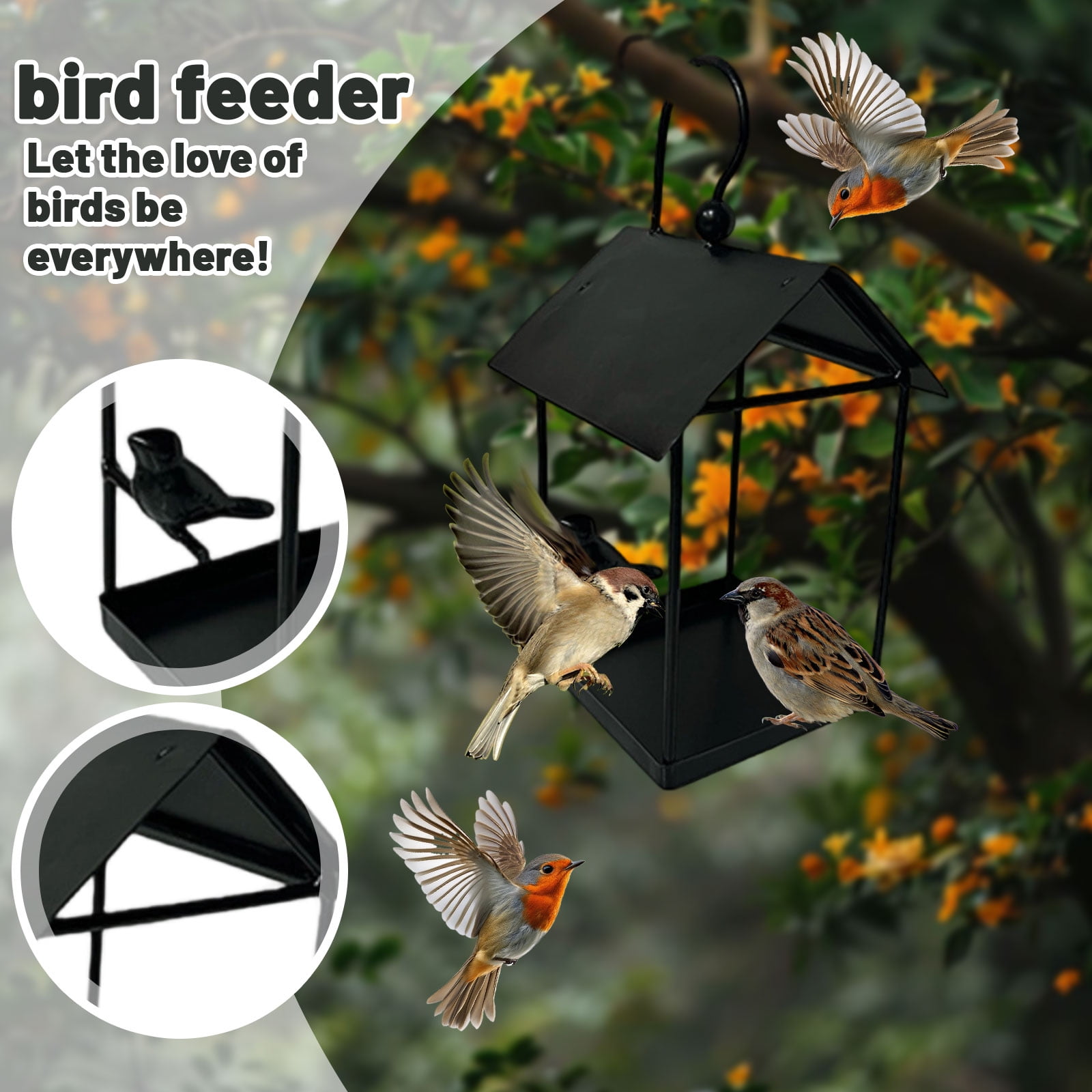 Bird Feeder, Metal House Shape Wild Bird Feeding Station, Outdoor Garden Yard Decor For Attracting Sparrows Finches Blackbirds (1Pc)