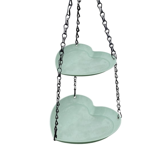 Bird Feeder, Outdoor Double Layer Hanging Food & Water Feeder, Heart-Shaped Bird Feeding Station, Easy Install Garden Balcony Bird Feeder
