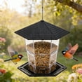 thumbnail image 1 of Bird Feeder for Outdoor Hanging, Clear Hexagon Plastic Seed Feeder with Rainproof Roof & Multi Perch Tray, Weather Resistant Hanging Bird Food Dispenser for Yard Garden Patio Backyard, 1 of 6