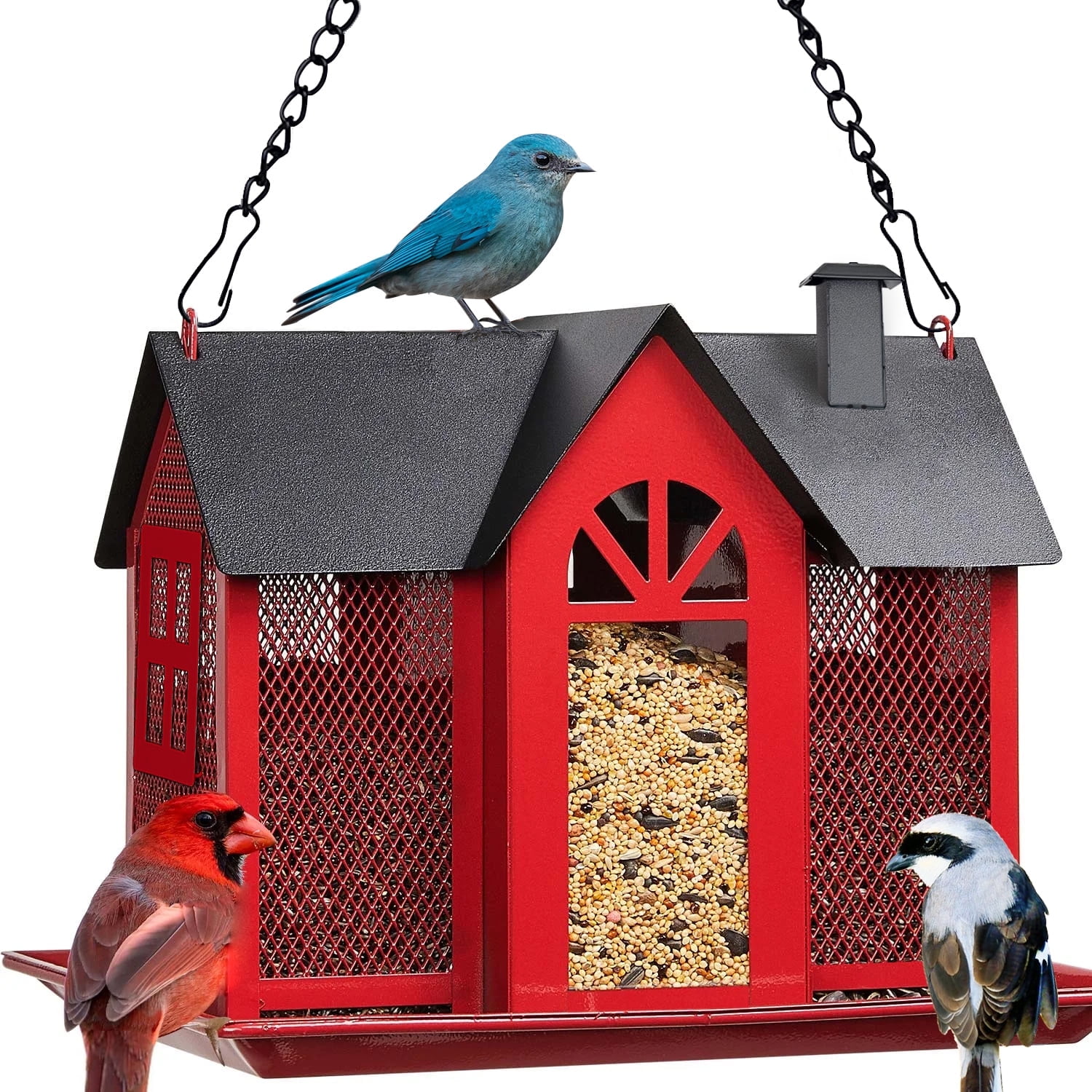 Bird Feeder for Outdoors Squirrel Proof, Hanging Bird House, Wild Bird Feeders for Outside, Large Metal Bird Feeder, Great for Attracting Wild Birds Humming