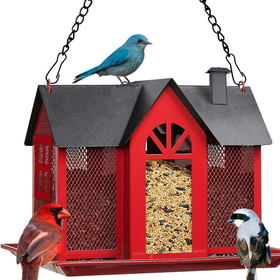 Bird Feeder for Outdoors Squirrel Proof, Hanging Bird House, Wild Bird Feeders for Outside, Large Metal Bird Feeder, Great for Attracting Wild Birds Humming