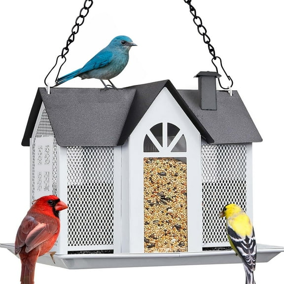 Bird Feeder for Outdoors Squirrel Proof, Hanging Bird House, Wild Bird Feeders for Outside, Large Metal Bird Feeder, Great for Attracting Wild Birds Humming