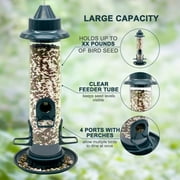 Bird Feeder for Outside, Squirrel Proof Bird Feeders for Outdoors Hanging, Metal Wild Bird Seed Feeders for Bluebird, Cardinal, Finch, Sparrow, Blue Jay, Chew-Proof