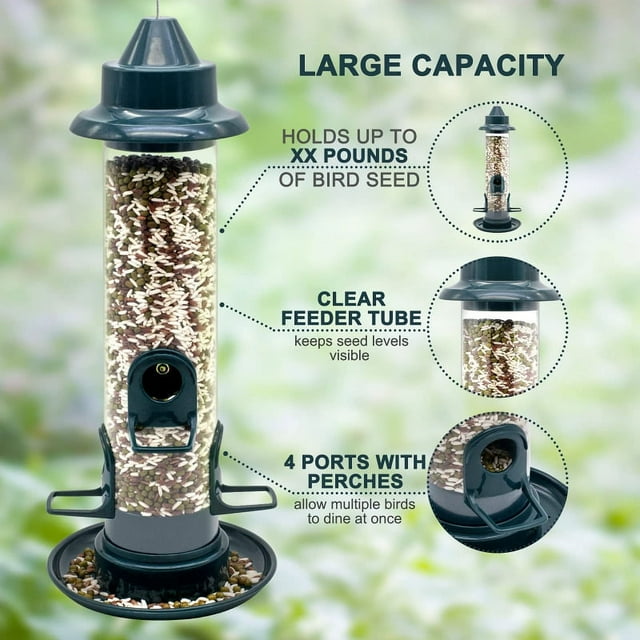 Bird Feeder for Outside, Squirrel Proof Bird Feeders for Outdoors