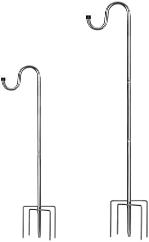 Bird Feeder Pole,30 to 62 inch Adjustable Shepherds Hook Heavy Duty 5 Prong Metal Hanger Hook Garden Plant Hooks for Wedding Decoration(1 Pack)