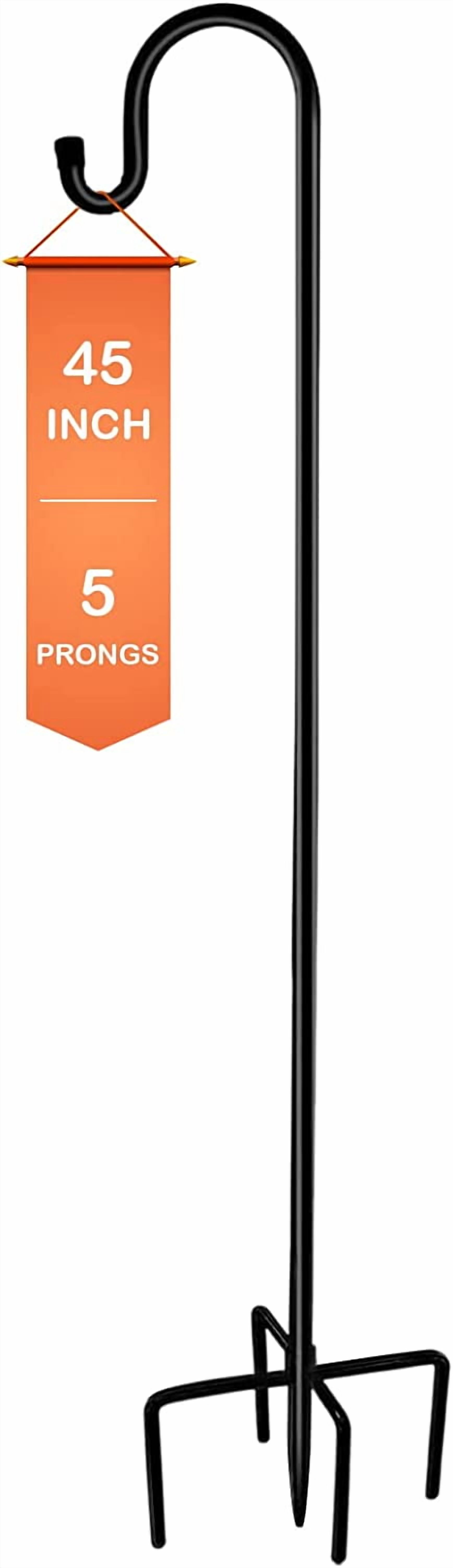 Bird Feeder Pole, 45 INCH Heavy Duty Shepherds Hooks for Outdoor with 5 Prong Base, Adjustable Stand Hanger for Garden Plant, Hummingbird Feeder, Lantern, Hanging Wedding Decor (1 Pack)