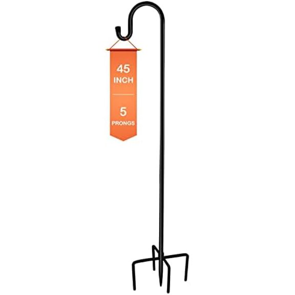 Bird Feeder Pole, 45 INCH Heavy Duty Shepherds Hooks for Outdoor with 5 Prong Base, Adjustable Stand Hanger for Garden Plant, Hummingbird Feeder, Lantern, Hanging Wedding Decor (1 Pack)