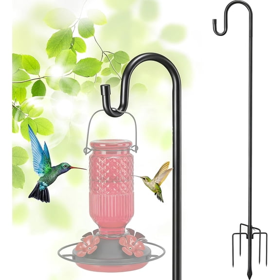 Bird Feeder Pole, 62" Shepherds Hooks for Outdoor, Hummingbird Feeders Stand Heavy Duty with Stable 5-Prong Base, Hanging Plant Shepherd Hook Hanger Stick for Outside Garden Yard Wedding