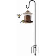 Bird Feeder Pole, 78 Inch & 5/8 Inch Diameter Stainless Steel Heavy Duty Shepherds Hooks for Outdoor to Hang Outdoor Lights with 5 Prongs Base, Rustproof for Garden Decor or Wedding DecorsBlack