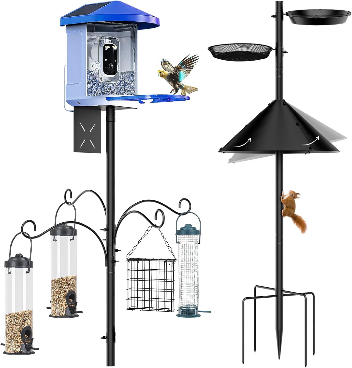 Bird Feeder Pole Squirrel Proof, 92 Inch Heavy Duty Bird Feeder Pole for Outdoor Metal Pole Birds Feeding Station for Wild Birds Watching Attracting (BirdsHouse Not Included)