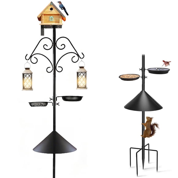 Bird Feeder Pole Stand,92 Inch House Pole for Outdoors Weather Station,Heavy Duty Metal Mount Kit Adjustable Multifunctional Bird Feeder Stand