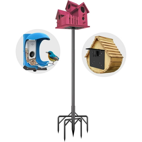 Bird Feeder Pole Stand,95 Inch Bird House Pole for Outdoors Heavy Duty,5 Base Prongs Adjustable Birds Feeder Stand for House
