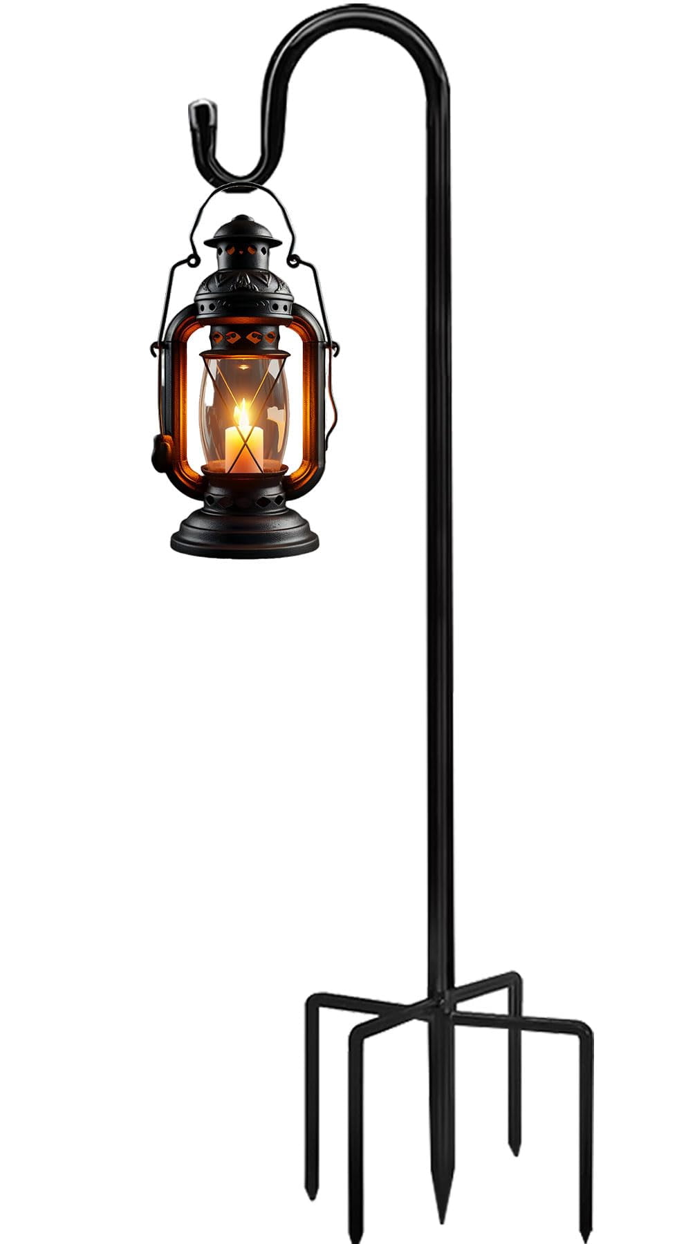 Bird Feeder Pole with 5-Prong Base, 48-Inch Shepherd Hook for Outdoor Garden, Durable Hanging Plant Stand and Bird Feeder Support