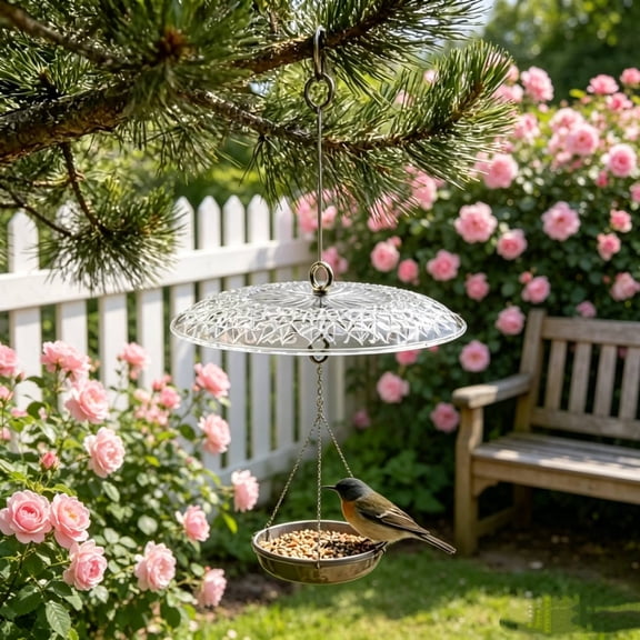 Bird Feeder Rain Guard Dome Cover Hanging Bird Feeder Protector Weather Proof Shield Squirrel Resistant Baffle Dome for Outdoor Tube Tray Bird Feeders Durable Transparent Garden Bird Accessory