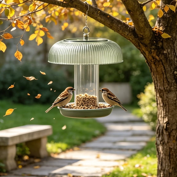 Bird Feeder Rain Guard Dome Cover Hanging Bird Feeder Protector Weather Proof Shield Squirrel Resistant Baffle Dome for Outdoor Tube Tray Bird Feeders Durable Transparent Garden Bird Accessory