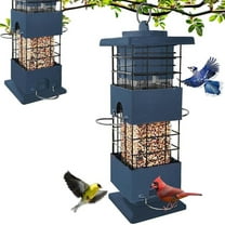 Bird Feeder Squirrel Proof,2.5LBS Metal Bird Seed Feeders for Outdoors Hanging,Wild Birds Feeders for Finch Cardinal Blue Jay Outside (Blue)