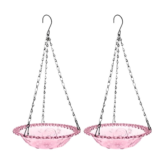 Bird Feeder Tray Platform Bird Feeder Birdfeeders Outside Hanging Finch Feeder Cardinal Bird Feeder 18" Purple 2 Pcs Single Layer Hanging Bird Feeder with Metal Chain Bird Bathing Basin