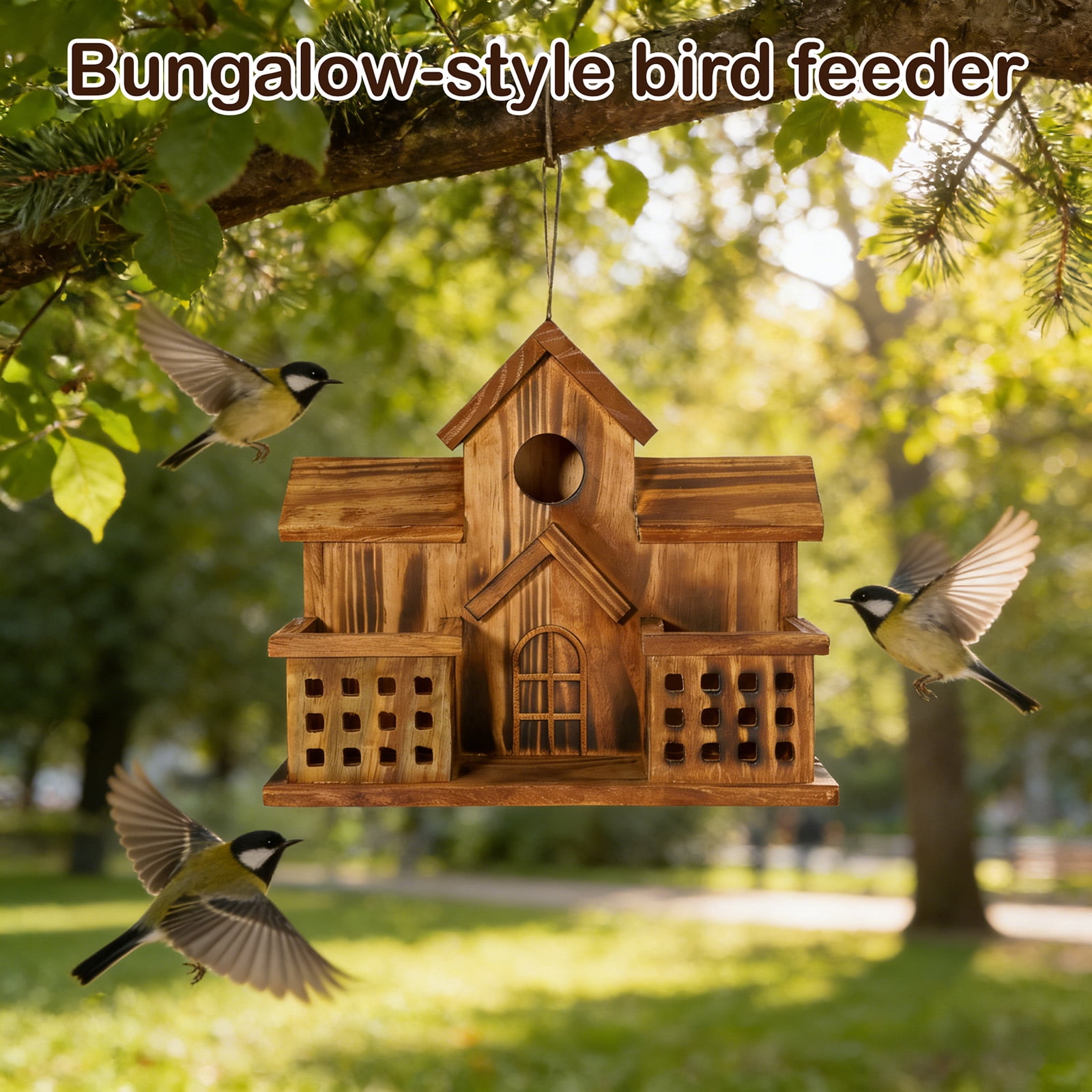 Bird Feeder Villa Style, Outdoor Garden Decoration With Hanging Design, Wild Bird Attracting Station For Garden, Yard, Patio, Balcony, Outside Decoration Accessories For Bird