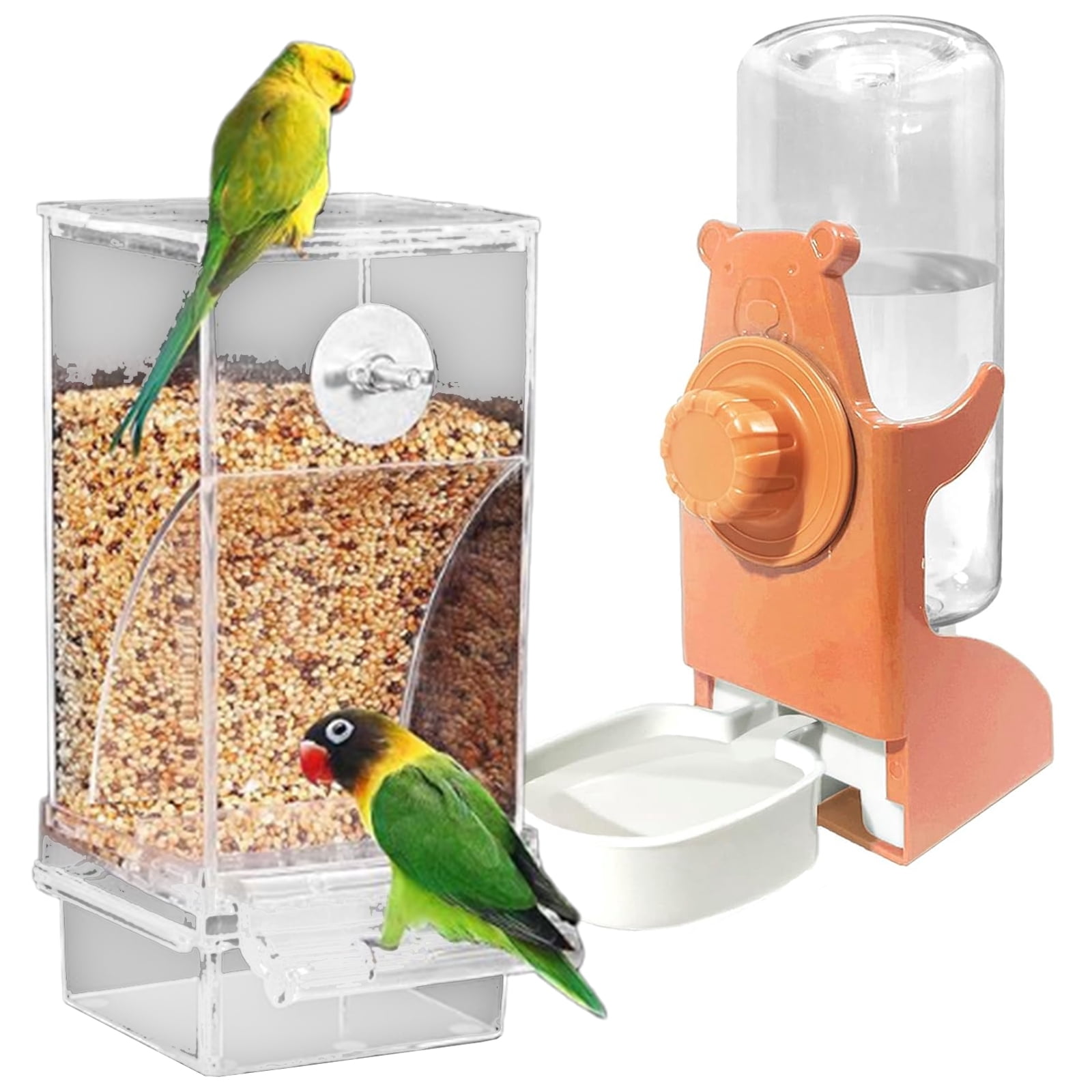 Bird Feeder Water Dispenser Set Heavy Duty ABS Construction Spill Proof ...