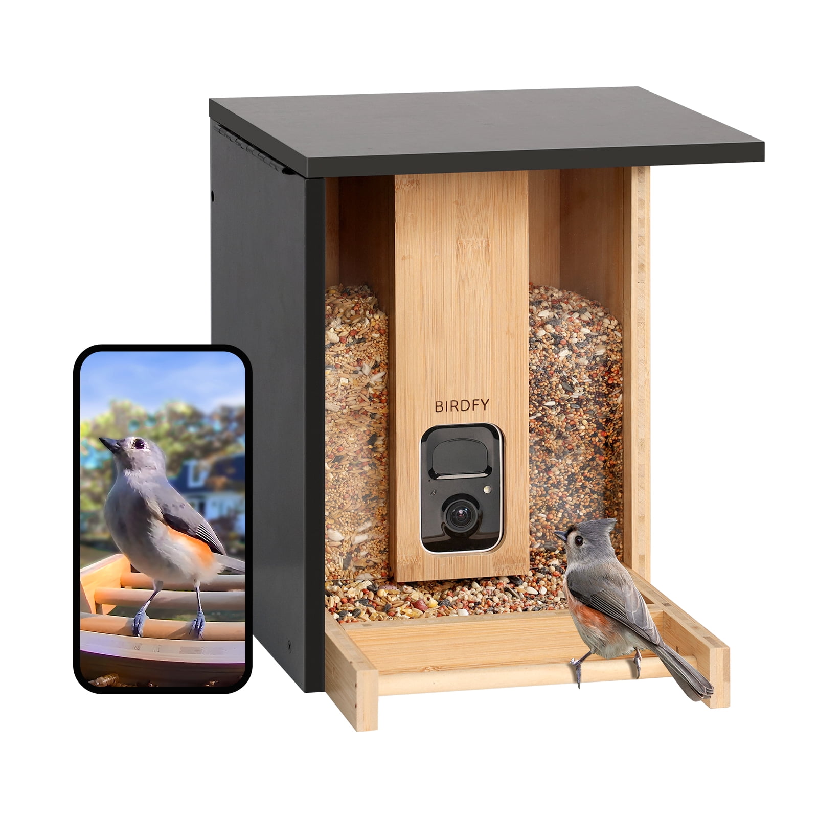 Bird Feeder with Camera, Netvue Birdfy Upgrade Smart Bamboo Feeders for