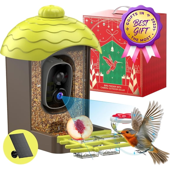 Bird Feeder with Camera Outdoor: Bird Watching Video Cam - Gifts for Nature Lover - Birds House Window at Garden IP66 Solar Charged & -Proof