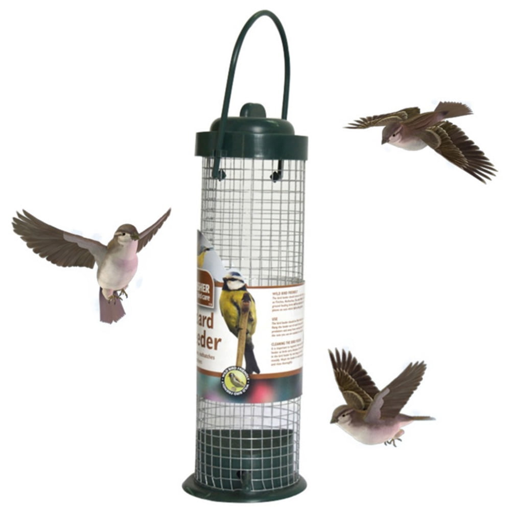 Bird Feeder with Lid Metal Mesh Bird Feeder Wild Bird Tube Feeders Hanging Suet Ball Holder