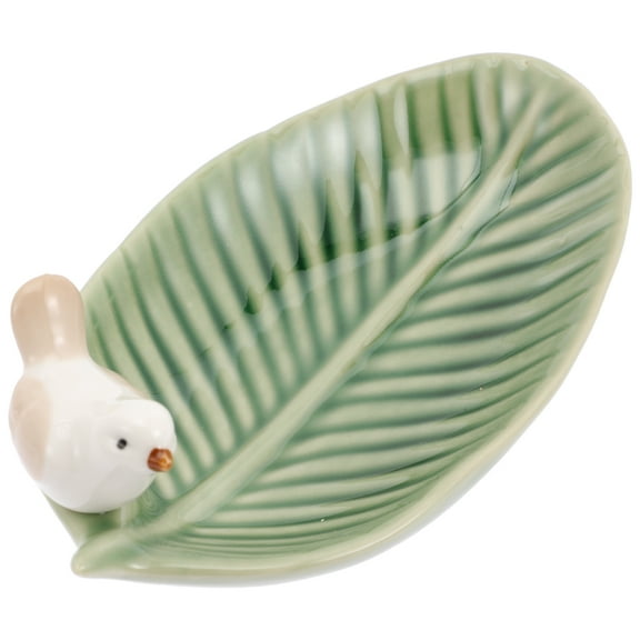 TABLZONE Ceramic Bird Fruit Tray Green Modern Design Desktop Accessory 1Pack