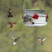 Bird Feeders, Mason Jar Hummingbird Feeder, Hummingbird Feeder for Outdoor, Plastic Hummingbird Feeders for Outdoors Hangers, Beauty Large Hummingbird Feeder Backyard Window Indoor Outdoor