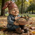thumbnail image 1 of Bird Feeders Outdoor Garden Gnome Statue Wild Bird Feeders Whimsical Garden Decor Sitting Gnome Fairy Statue Resin Figurine for Garden Balcony Patio Lawn Yard Decoration Housewarming Gifts, 1 of 8