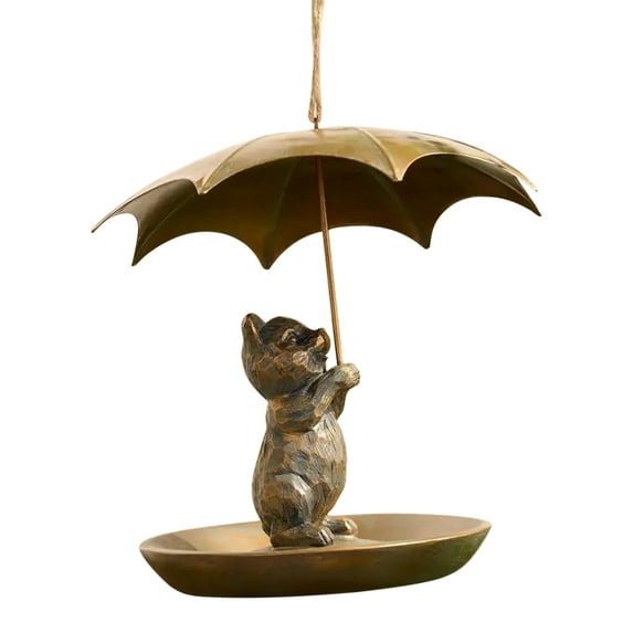 Bird Feeders for Outdoors Hanging Animals with Umbrella Hummingbird Feeder Garden Decor Yard Decorations Squirrel Proof Wild Bird Feeders for Bird Lovers Men Women Cute Stuff (Cat)