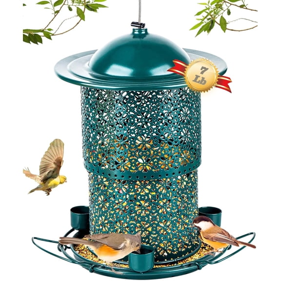 Bird Feeders for Outdoors Hanging,Large Bird Feeders for Outdoors, with Finch Cardinal Chickadee, The Best Gift for Lovers, Mothers and Seniors,7LB Large Capacity-Green