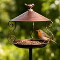 thumbnail image 1 of Bird Feeders for Outdoors Squirrel Proof,Metal Bird Feeder,Squirrel Proof Wrought Iron Bird Feeder, Ground Insert Metal Outdoor Feeding Station for Garden Courtyard Small Wild Birds(Bronze 36.6in), 1 of 7